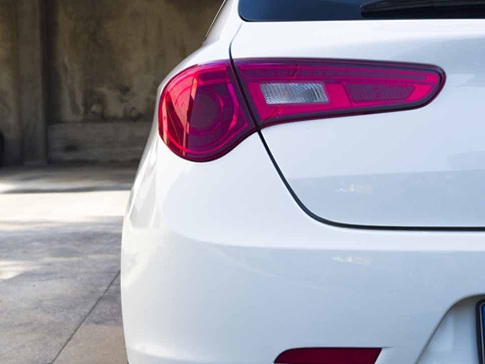 Rear of a white Alfa Romeo