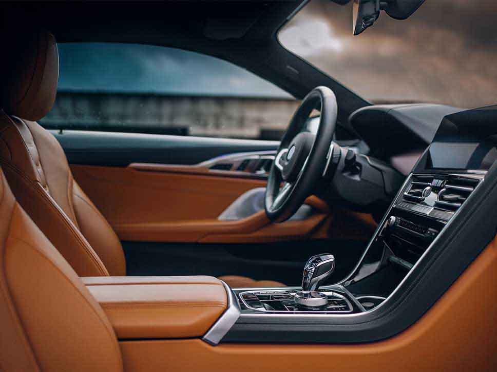 Passanger view of BMW two tone leather interior