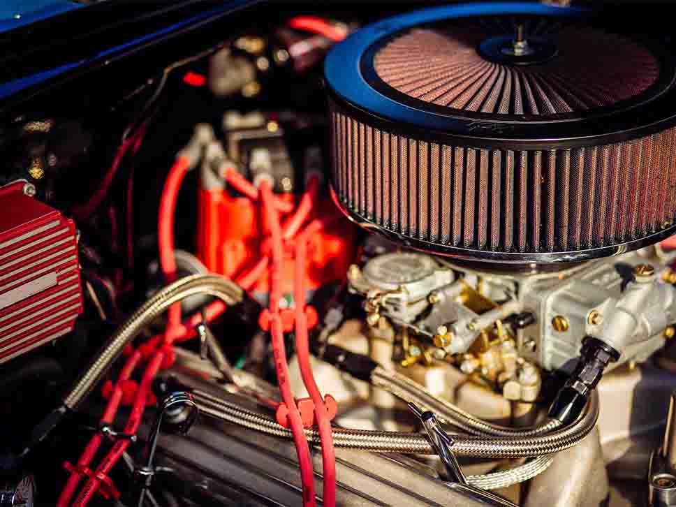Classic Chevrolet engine close up