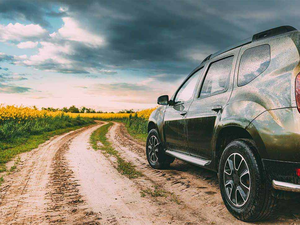 Dacia Duster on a rapeseed field