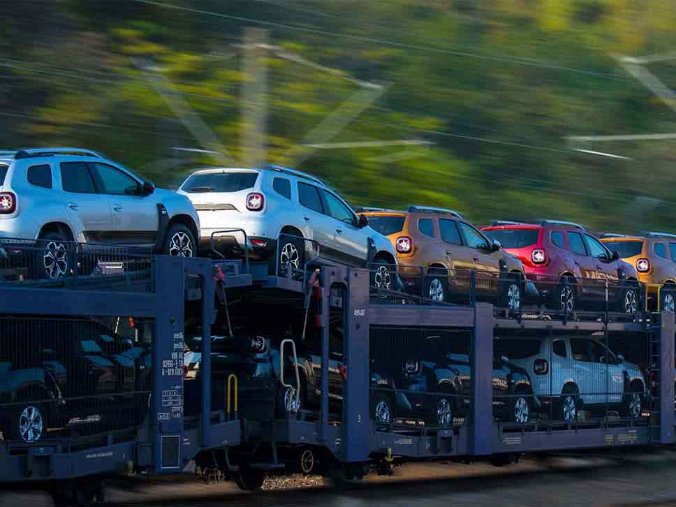 Train Transporting Dacia vehicles