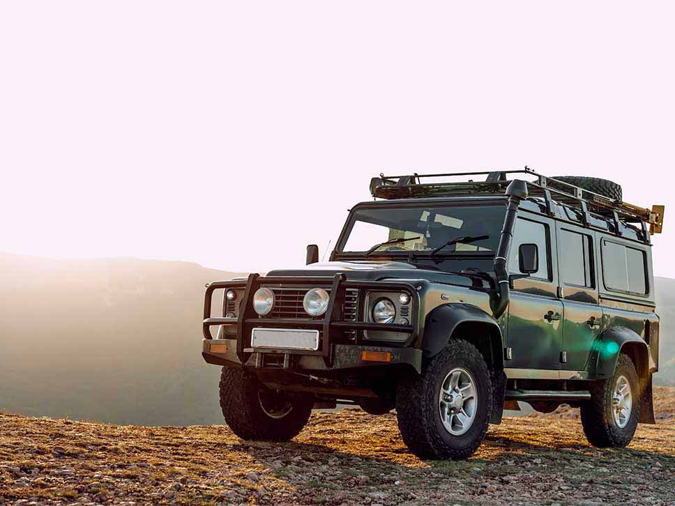 Jeep with a mountain view