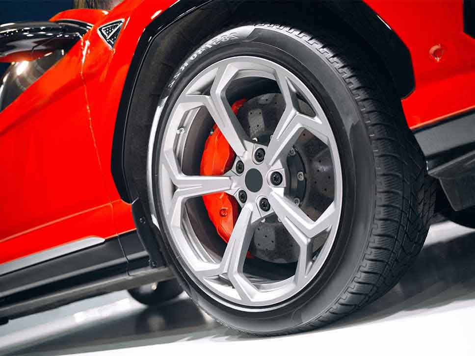 Red Lamborghini front wheel