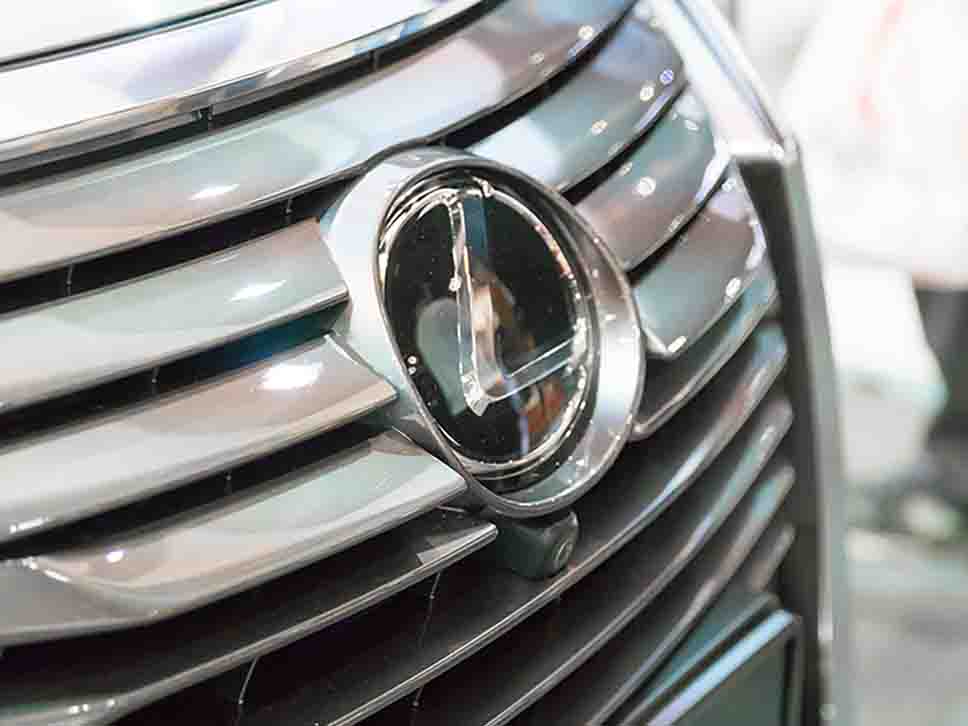 Lexus emblem on vehicle grill