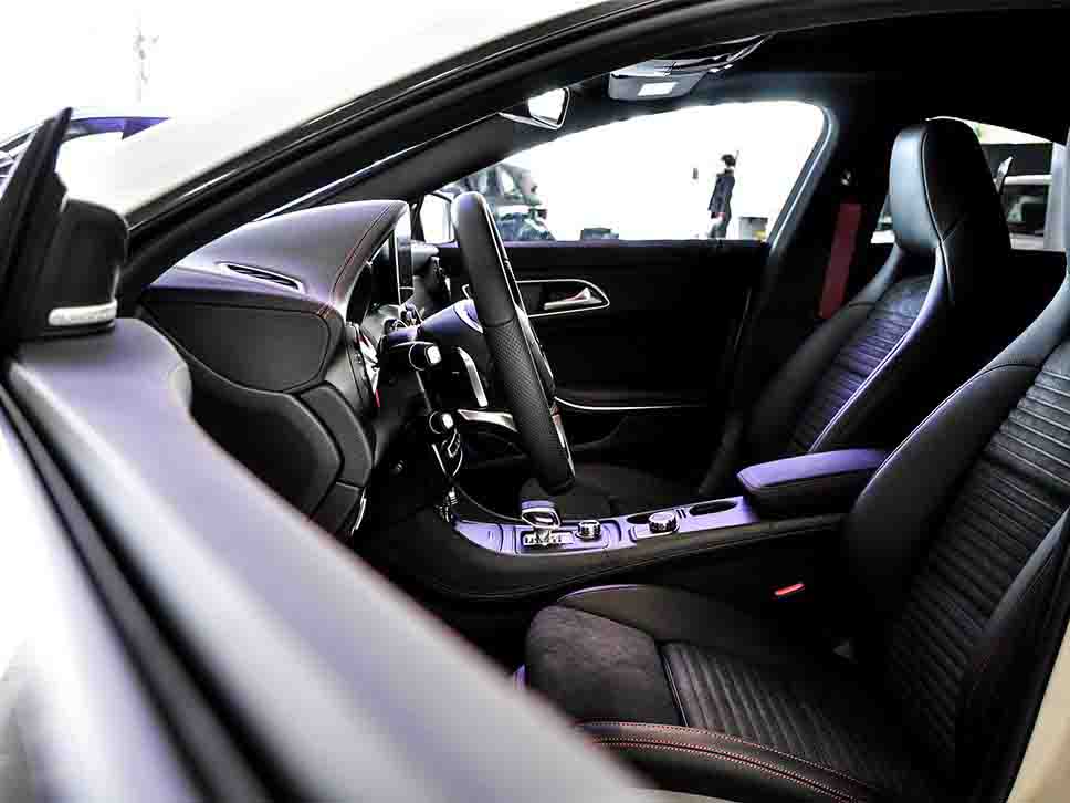 Interior view of Mercedes through open door