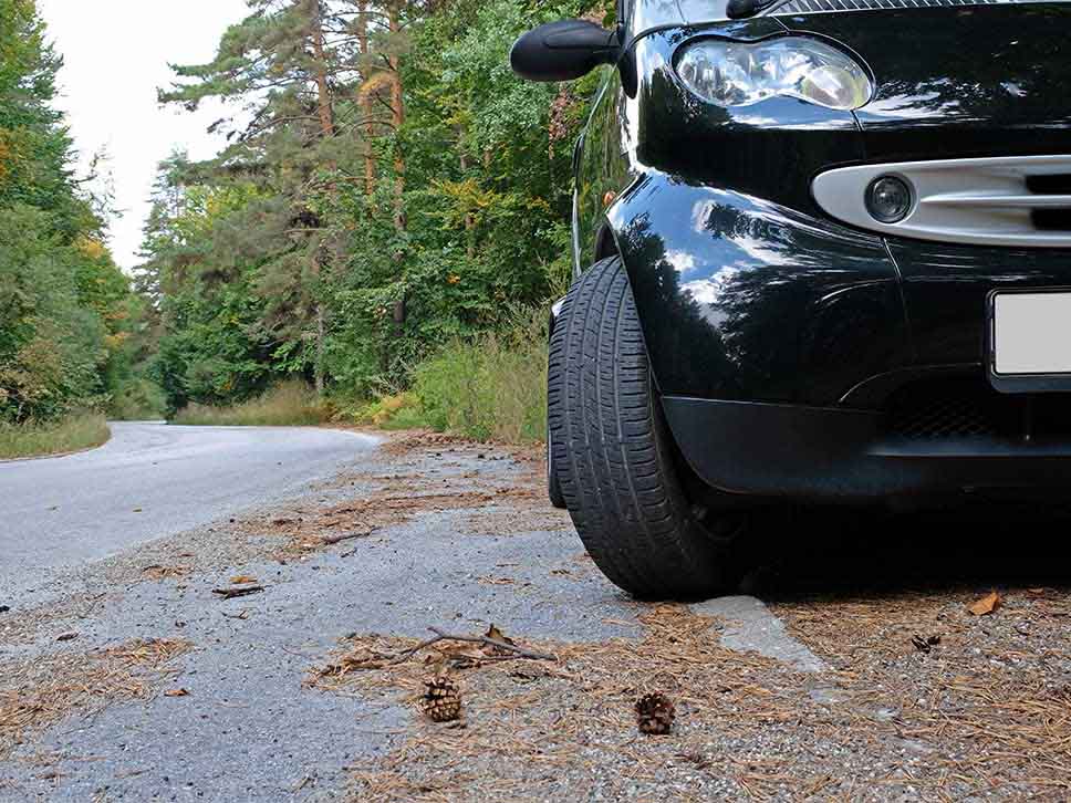 Pulled over smart car