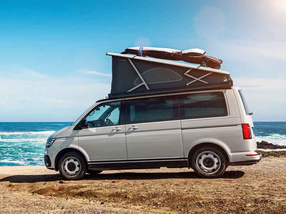 Volkswagen taken on an adventure by the seaside